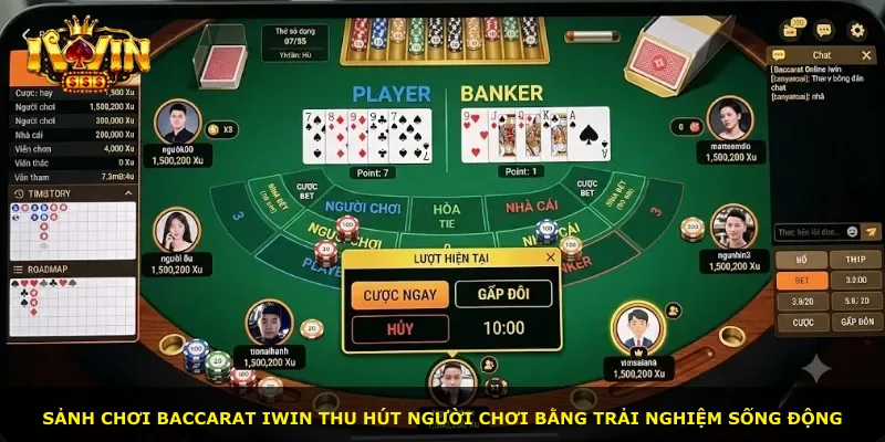 Sảnh chơi Baccarat Iwin thu hút người chơi bằng trải nghiệm sống động